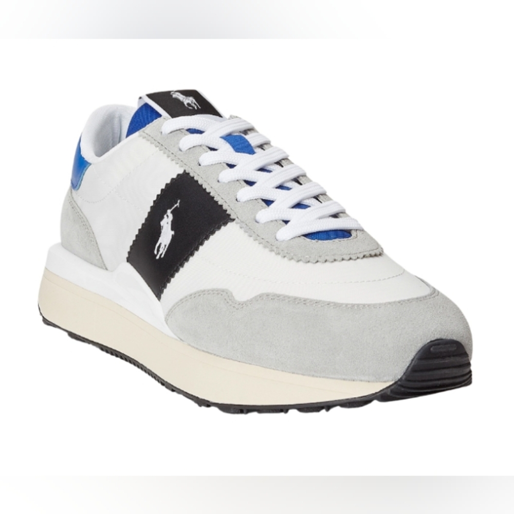Polo by Ralph Lauren Train 89 Sneakers White Blue w/Grey suede trim  SIZE 13 🆕